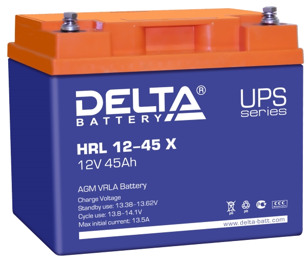 

Аккумуляторная батарея для ИБП Delta HRL 12-45 Х, 12V, 45Ah, HRL 12-45 Х