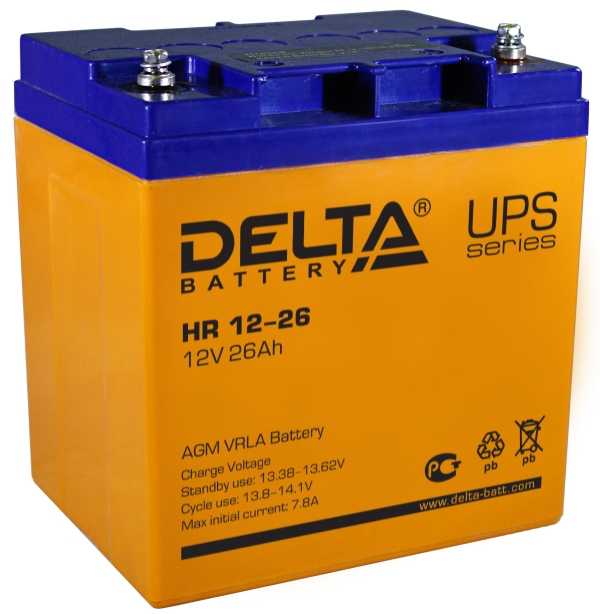 

Аккумуляторная батарея для ИБП Delta HR 12-26 / HR 12-26 L, 12V, 26Ah, HR 12-26 / HR 12-26 L