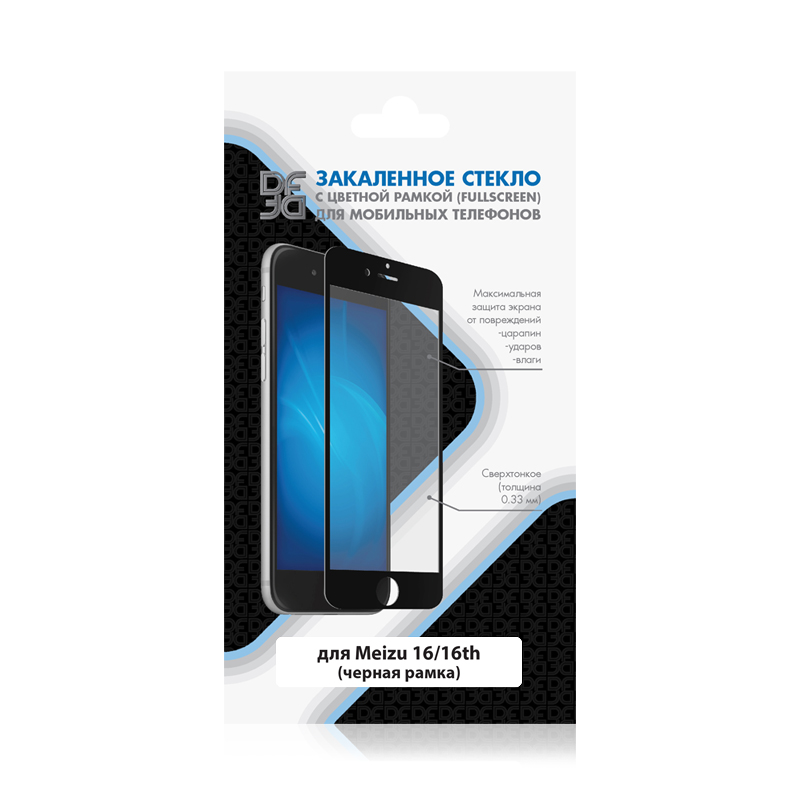 

Защитное стекло DF для смартфона Meizu 16/16th ударопрочное, fullscreen, с черной рамкой (mzColor-25)