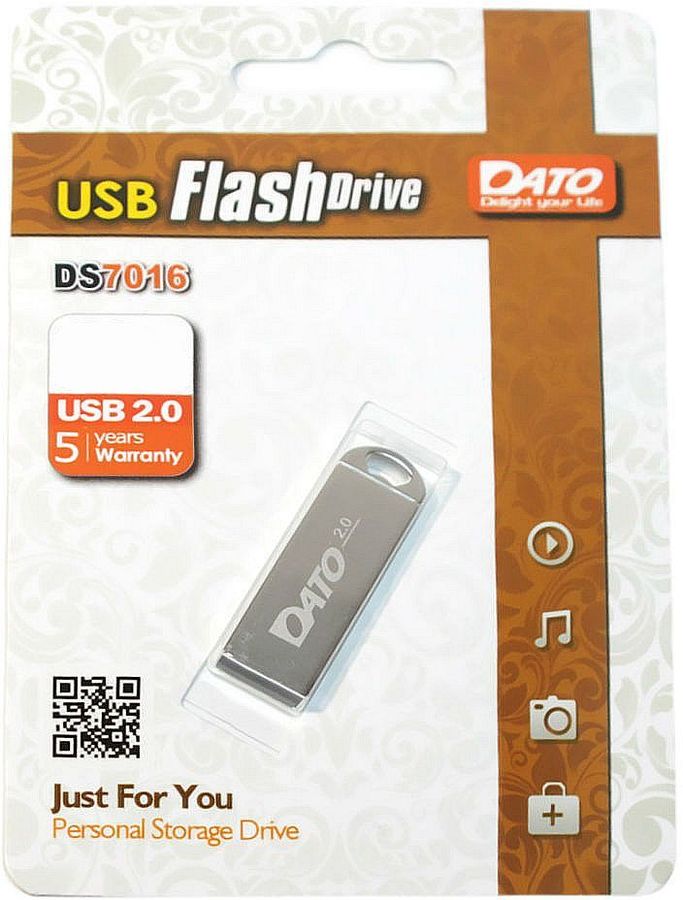 

Флешка 8Gb USB 2.0 Dato DS7016, серебристый (DS7016-08G), DS7016