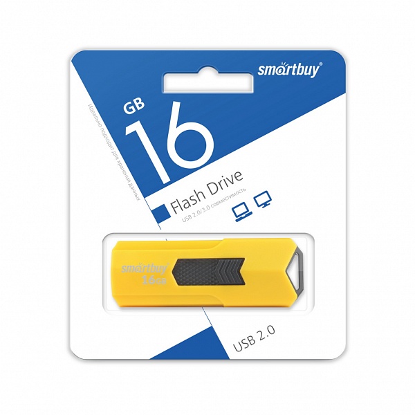 

Флешка 16Gb USB 2.0 SmartBuy Stream, желтый (SB16GBST-Y), Stream