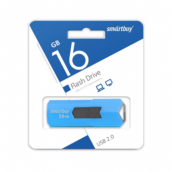 

Флешка 16Gb USB 2.0 SmartBuy Stream, синий (SB16GBST-B), Stream