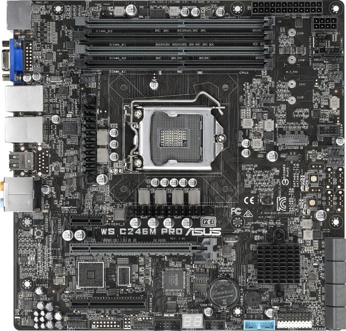 

Материнская плата ASUS WS C246M PRO, 1xSocket1151v2, iC246, 4xDDR4, PCI-Ex16, PCI-Ex8, 8SATA3 RAID 0/1/5/10, 7.1-ch, 2GLAN, 4xUSB 2.0, 3xUSB 3.0, 2xUSB 3.1, VGA, HDMI, DisplayPort, mATX, Retail (90SW00E0-M0EAY0), WS C246M PRO