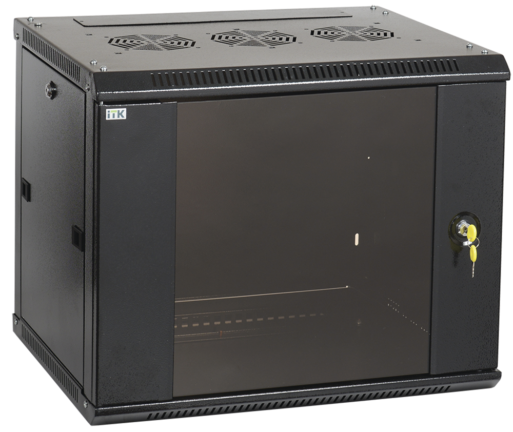 Шкаф телекоммуникационный настенный 6U 600x600 мм, стекло, черный, разборный, ITK LINEA W (LWR5-06U66-GF)
