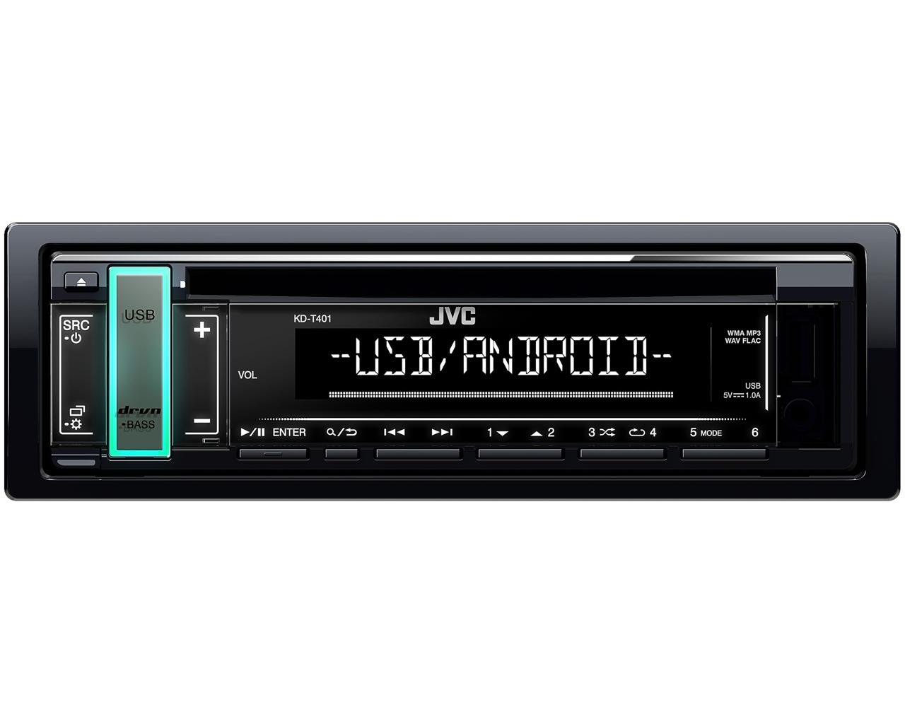 

Автомагнитола JVC KD-T401, 1 DIN, 4x50W, USB, KD-T401