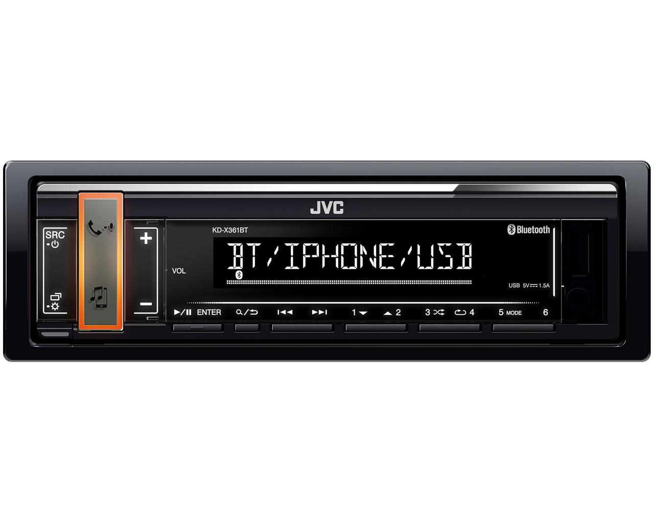 

Автомагнитола JVC KD-X361BT, 1 DIN, 4x50W, USB, Черный, KD-X361BT