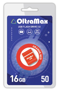 

Флешка 16Gb USB 2.0 OltraMax 50, красный/оранжевый (OM-16GB-50-Orange Red), 50