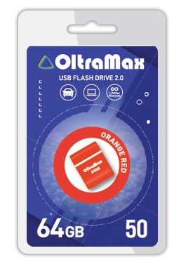 

Флешка 64Gb USB 2.0 OltraMax 50, красный/оранжевый (OM-64GB-50-Orange Red), 50