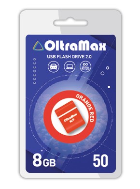 

Флешка 8Gb USB 2.0 OltraMax 50, красный/оранжевый (OM-8GB-50-Orange Red), 50