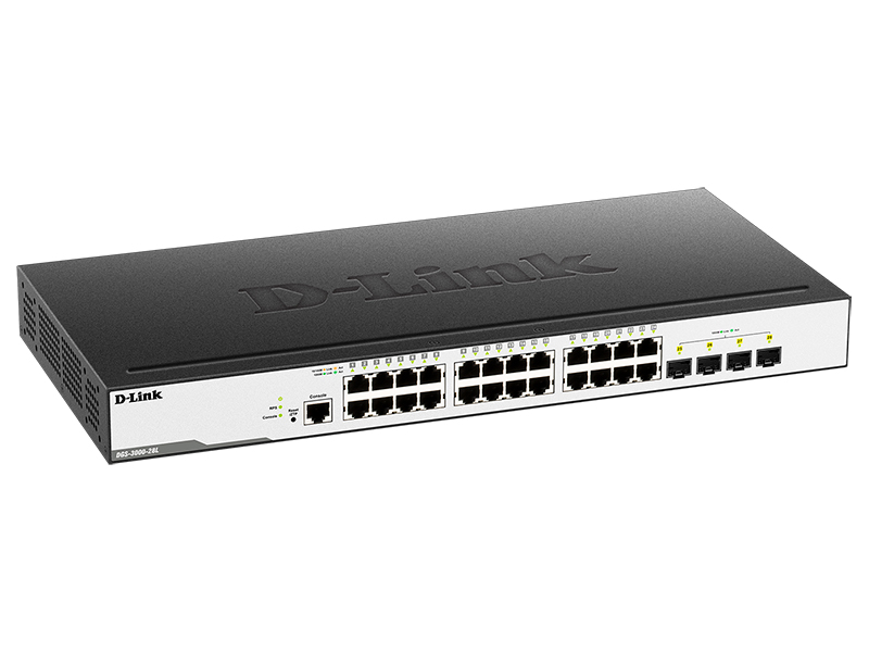 Коммутатор D-Link DGS-3000-28L, 24x1 Гбит/с, SFP/uplink: SFPx4