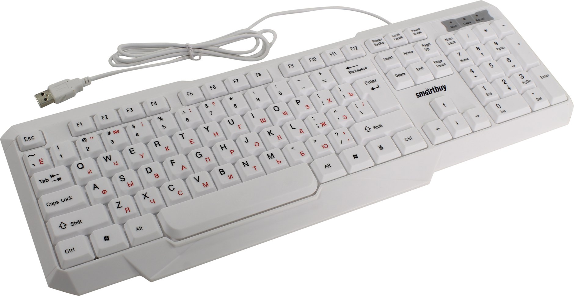 

Клавиатура проводная SmartBuy ONE 333, мембранная, подсветка, USB, белый (SBK-333U-W), ONE 333