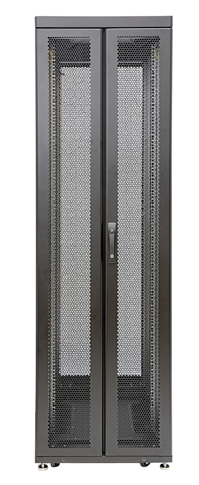 Шкаф напольный 42U 600x1000, перфорация, черный, в сборе, D9000 (60F-42-6A-94BL), Eurolan, Rackcenter