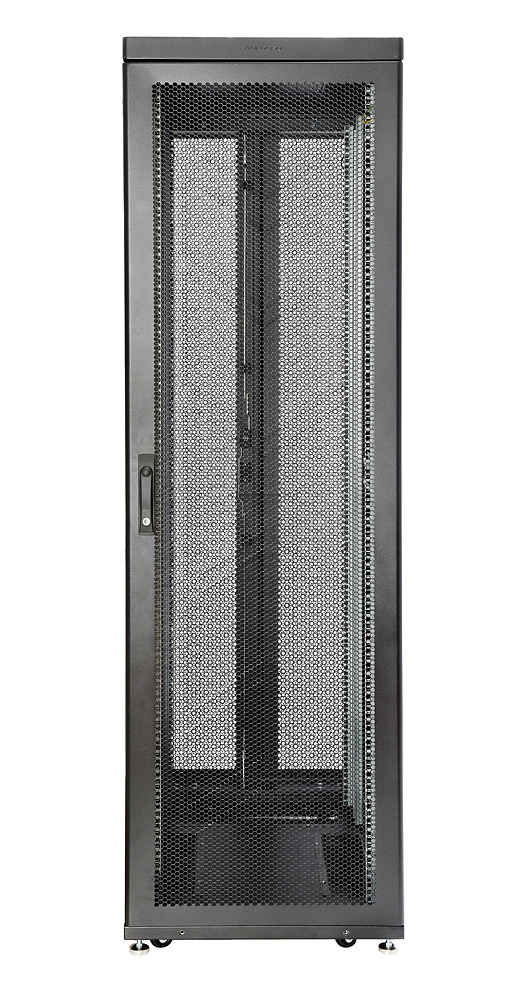 Шкаф напольный 42U 600x1200, перфорация, черный, в сборе, D9000 (60F-42-6C-94BL), Eurolan, Rackcenter