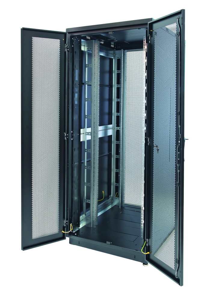 

Шкаф напольный 42U 800x1000, перфорация, черный, разборный (3 места), S3000 (60F-42-8A-35BL), Eurolan, Racknet, S3000