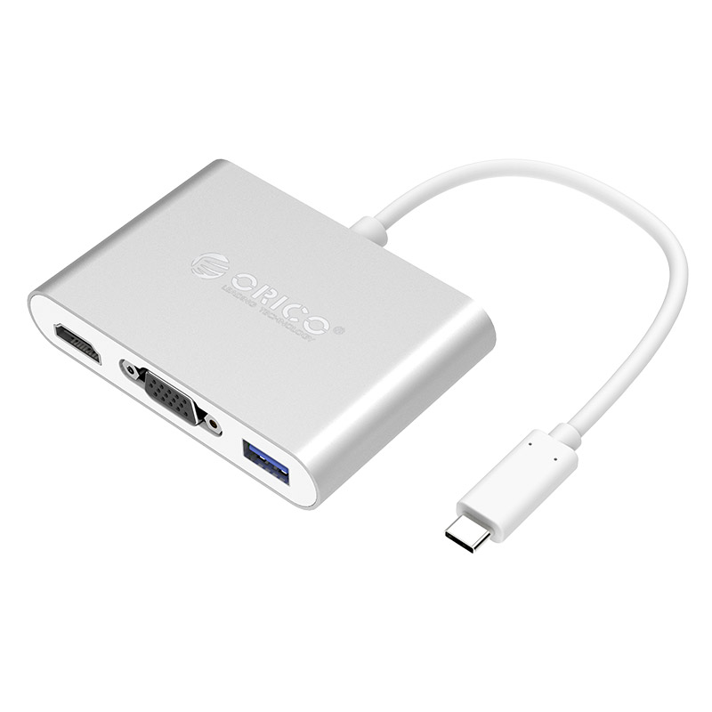 Мультипортовый адаптер Orico RCHV-SV, 1xVGA, 1xHDMI, 1xUSB Type-C, 1xUSB Type-A, серебристый