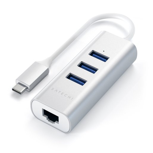 Концентратор Satechi ST-TC2N1USB31AS, 3xUSB 3.0, серебристый + RJ45