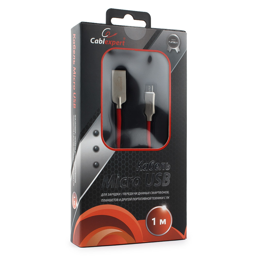 

Кабель USB2.0(Am)-micro, Cablexpert, 1m, красный, серия Platinum (CC-P-mUSB02R-1M)
