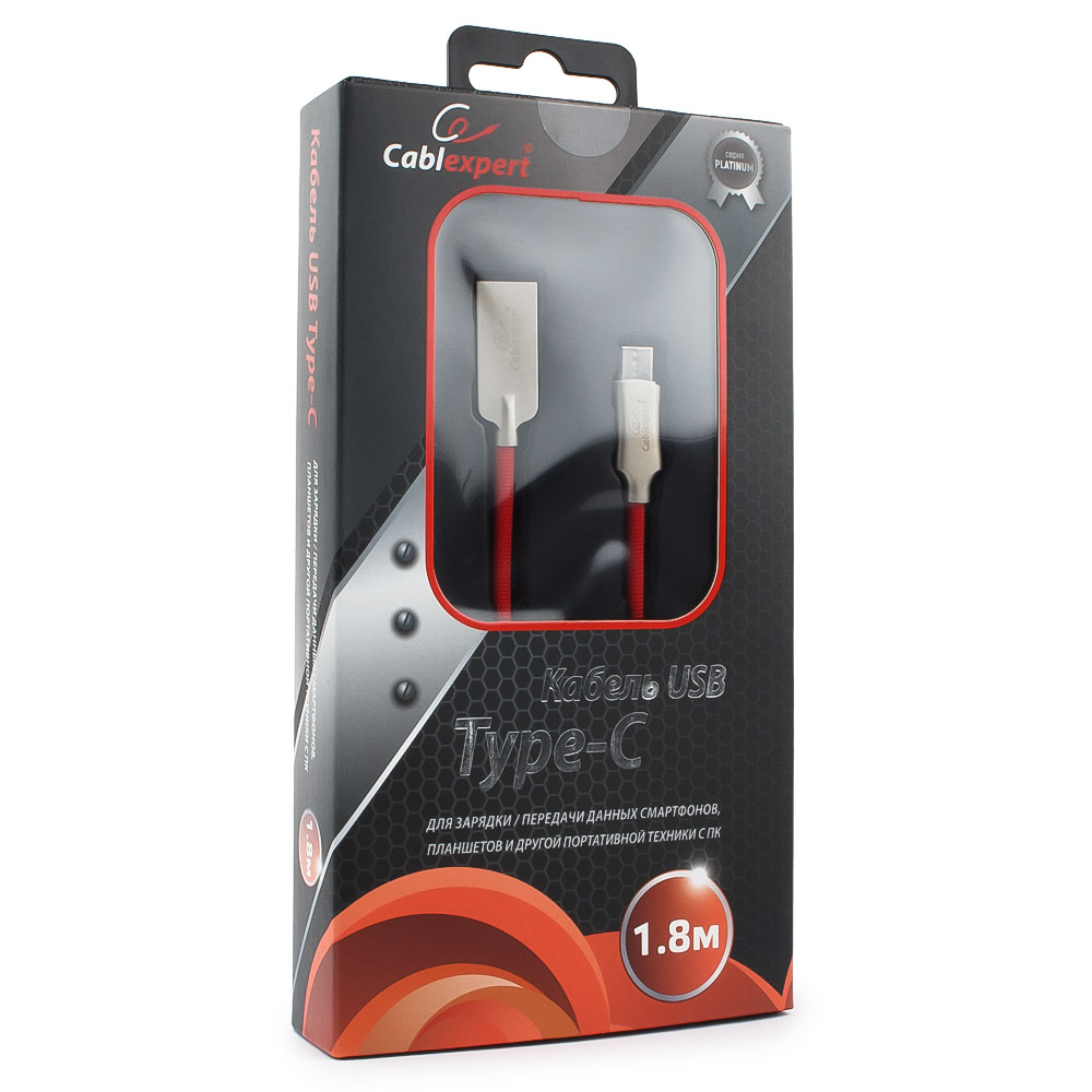 

Кабель USB2.0(Am)-Type-C, Cablexpert, серия Platinum, блистер, 1.8м, красный (CC-P-USBC02R-1.8M)