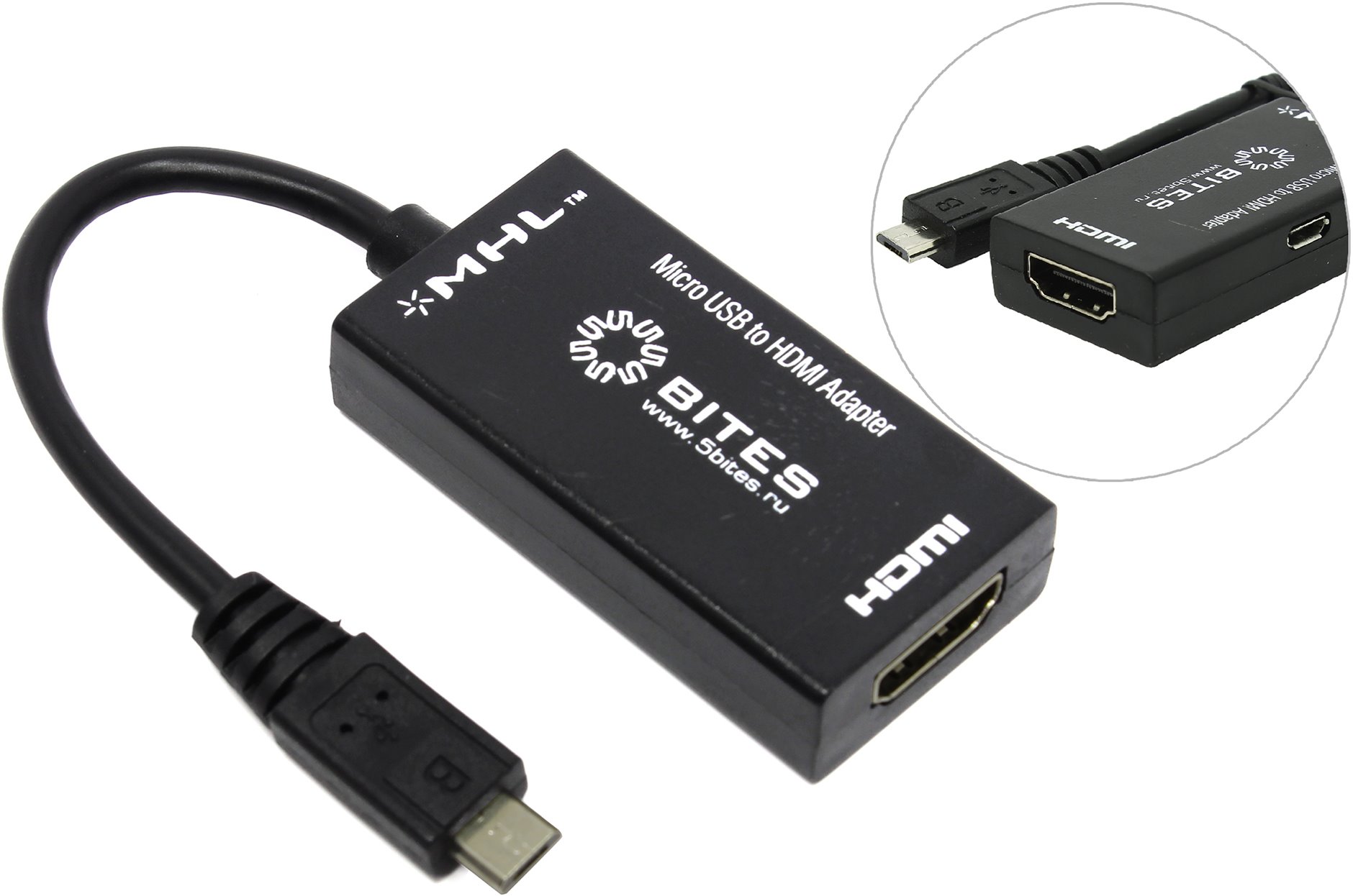 

Кабель-адаптер microUSB(Bm)-HDMI(19F), 5bites, 10см, черный (UA-HHFM-MHL)