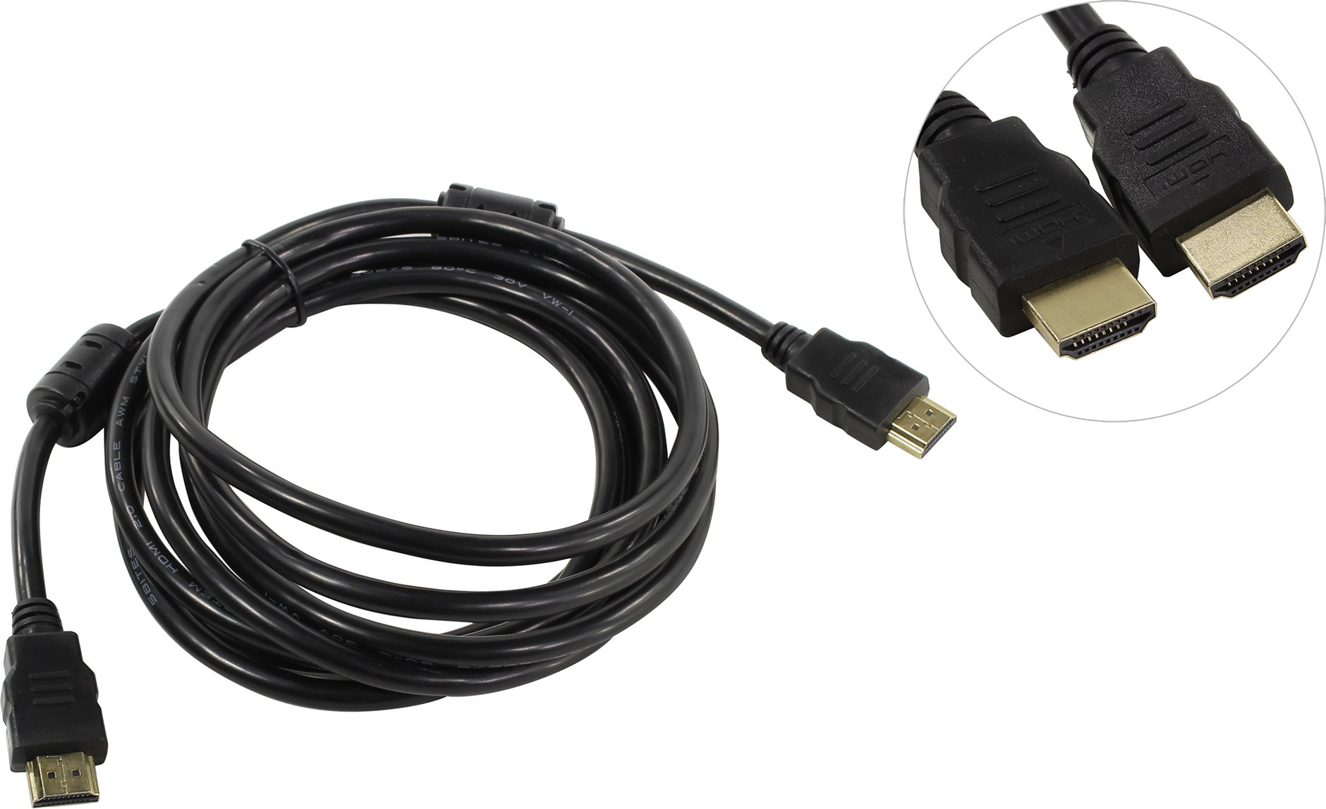 

Кабель HDMI(19M)-HDMI(19M) v2.0, 3 м, черный 5bites