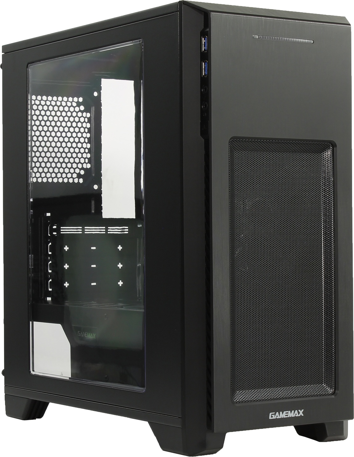 Корпус GameMax H603, mATX, Mini-Tower, 2xUSB 3.0, синяя подсветка, черный, без БП