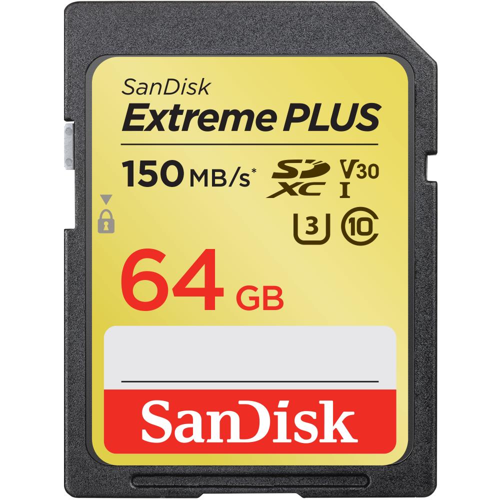 

Карта памяти 64Gb SDXC Sandisk Extreme Plus Class 10 UHS-I U3, SDSDXW6-064G-GNCIN