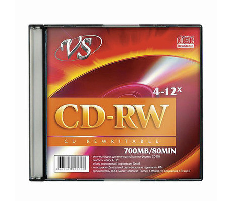 

VS Диск CD-RW VS 700 Mb, 12x, Slim Case (1), (1/200) (VSCDRWSL01) [10000046082]
