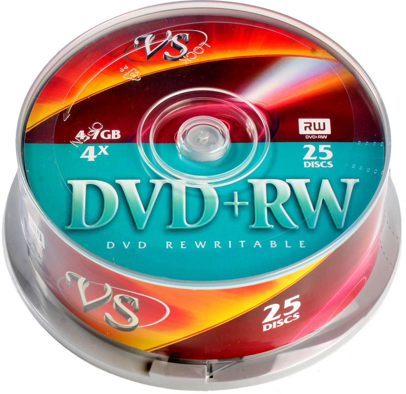 Диск VS DVD+RW, 4.7Gb, 4x, Cake Box, 25 шт