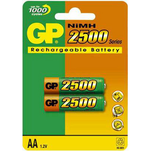 

Аккумулятор GP Rechargeable 270AAHC, AA, 1.2V 2.5 А·ч, 2 шт, Зеленый/желтый, 270AAHC