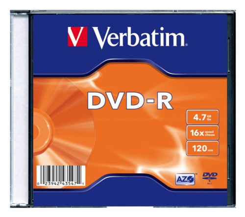 Диск DVD-R 4.7Gb 16x Verbatim, Slim Case (20шт)