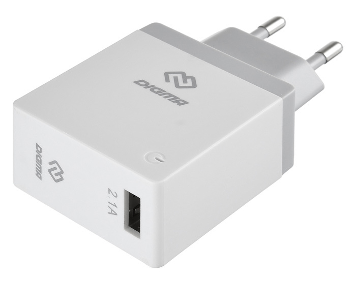 

Сетевое зарядное устройство Digma DGWC-1U-2.1A, 1USB, 2.1A, белый, DGWC-1U-2.1A