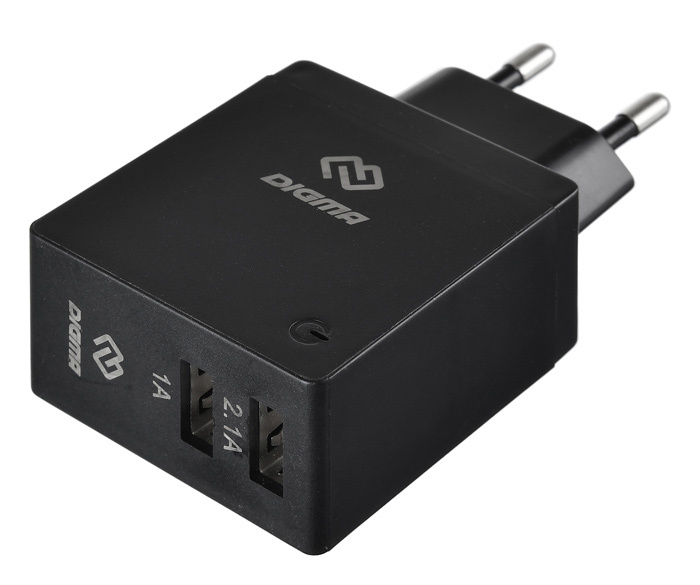 

Сетевое зарядное устройство Digma DGWC-2U-3A 15W, 2USB, 2.1A, черный, DGWC-2U-3A-BK