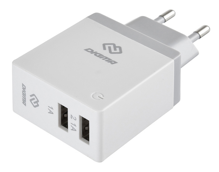 

Сетевое зарядное устройство Digma DGWC-2U-3A, 2USB, 2.1A, белый, DGWC-2U-3A