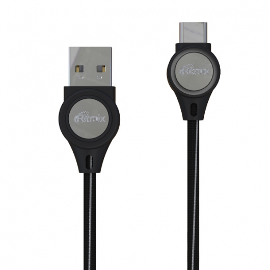 

Кабель USB-USB Type-C 2.0, Ritmix, тканевая оплетка, LED подсветка, 1м, черный (RCC-439)