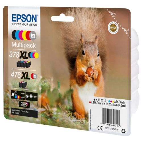 

Комплект картриджей струйный Epson C13T379D4010/C13T379D4020, многоцветный, оригинальный, 6 шт. для Epson Expression Photo HD XP-15000, C13T379D4010/C13T379D4020