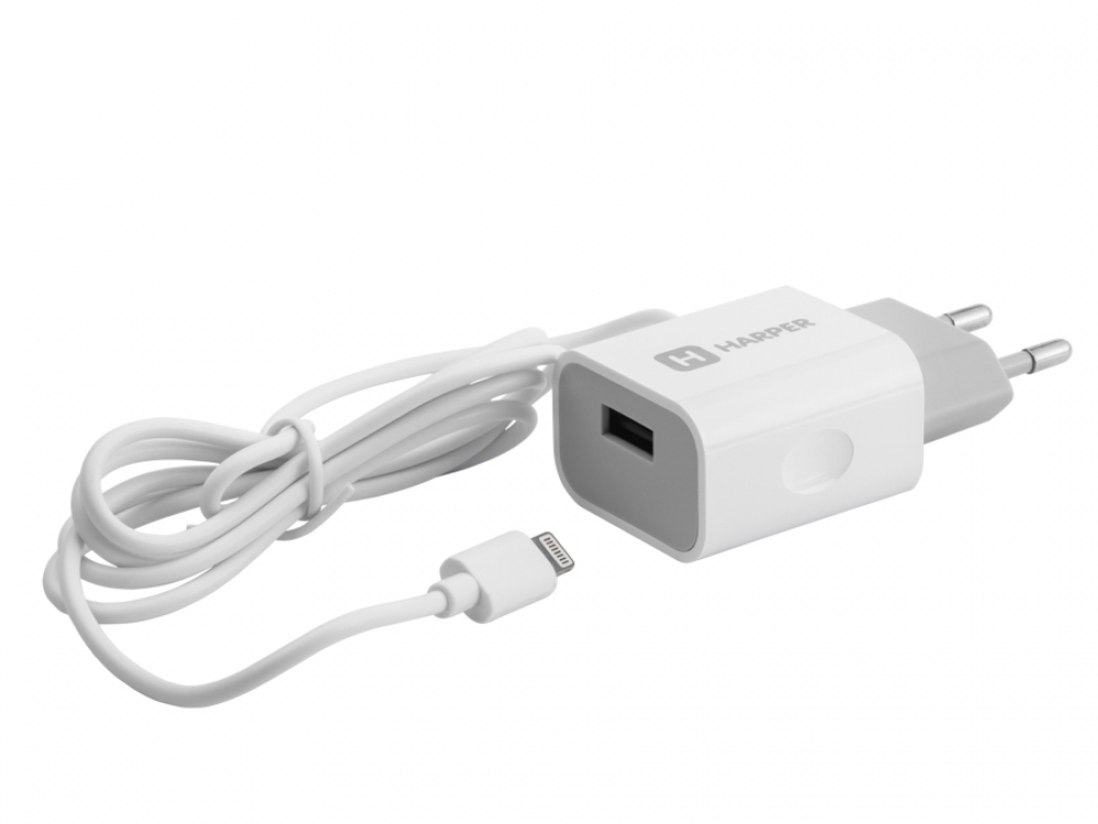 

Сетевое зарядное устройство Harper WСH-5115, 1USB, 2.1A, белый (H00002148), кабель Lightning, WСH-5115