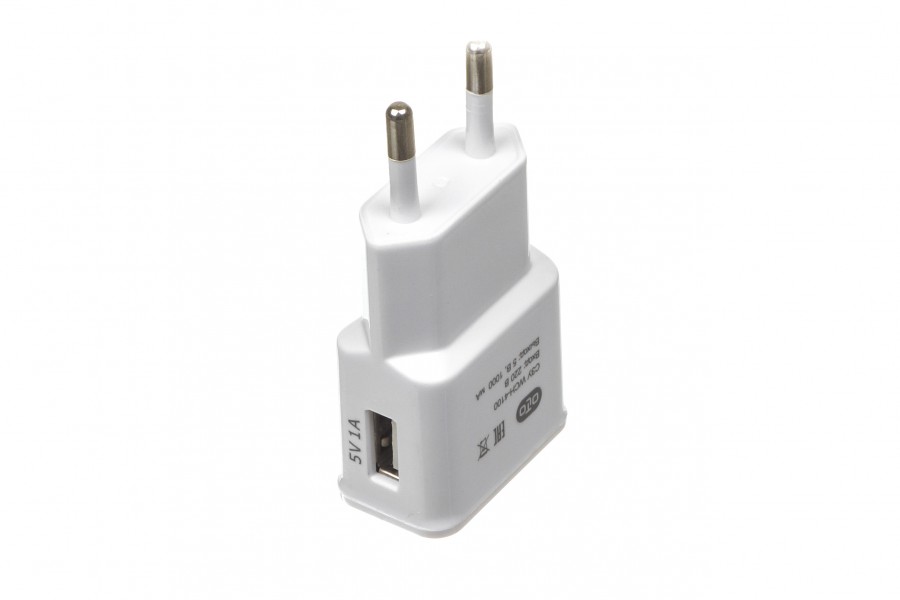 

Сетевое зарядное устройство OLTO WCH-4100, 1USB, 1A, белый, WCH-4100