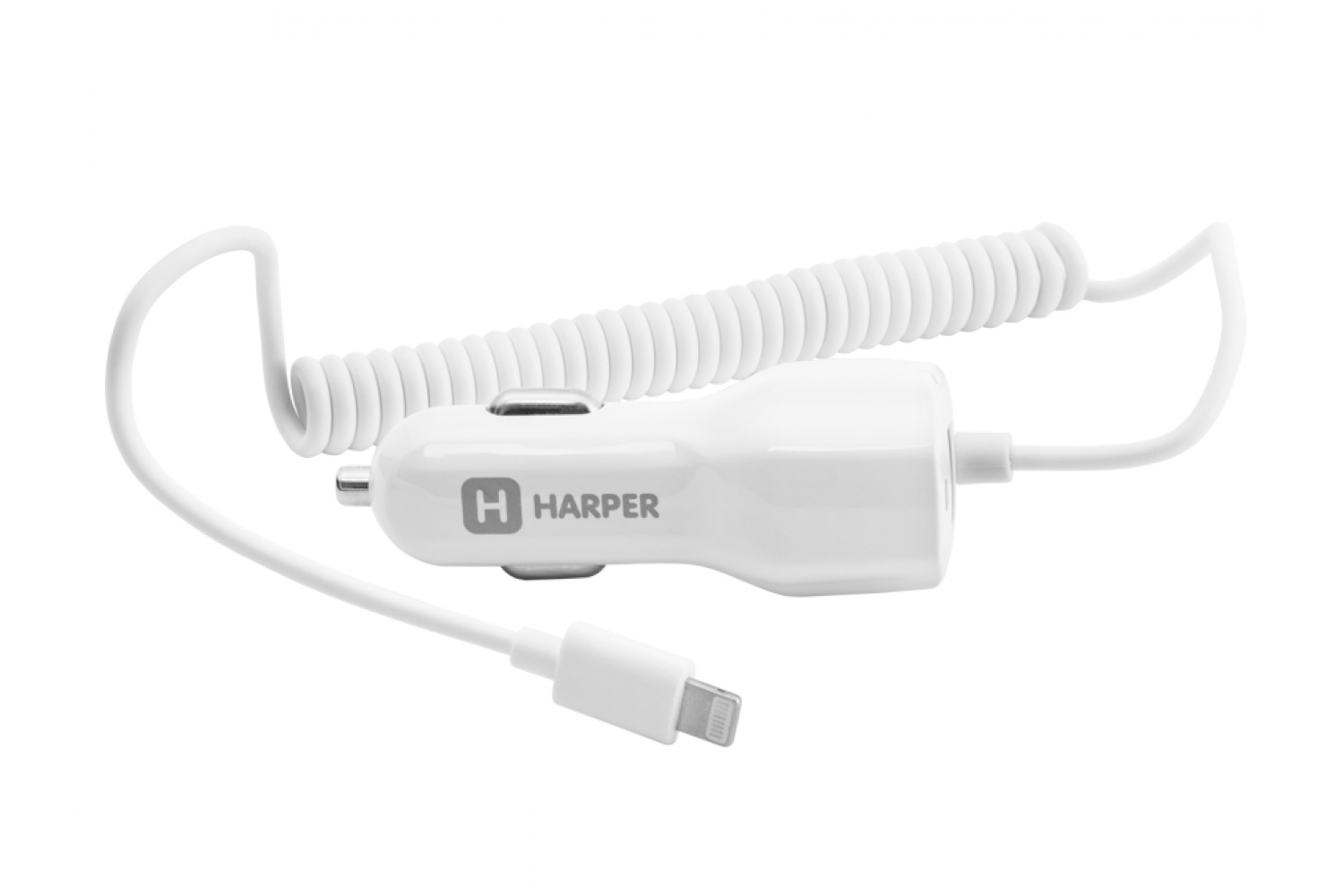 Автомобильное зарядное устройство Harper ССH-3115, USB, 2.1А, кабель Lightning 8-pin, белый (H00002156)