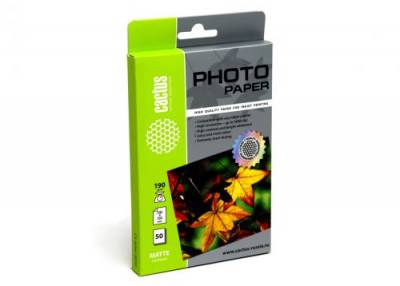Фотобумага 10x15 190г/м2 матовая, 50 листов, односторонняя, Cactus CS-MA619050 для струйной печати, цвет белый - фото 1