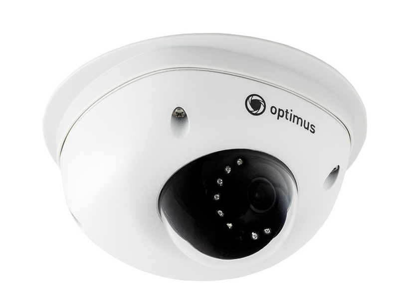 IP-камера Optimus IP-P072.1 D (2.8 мм), уличная, купольная, 2.1Мпикс, CMOS, до 30кадров/с, до 1920x1080, ИК подсветка 15м, POE, -45 - +50, (IP-P072.1(2.8)D), цвет белый
