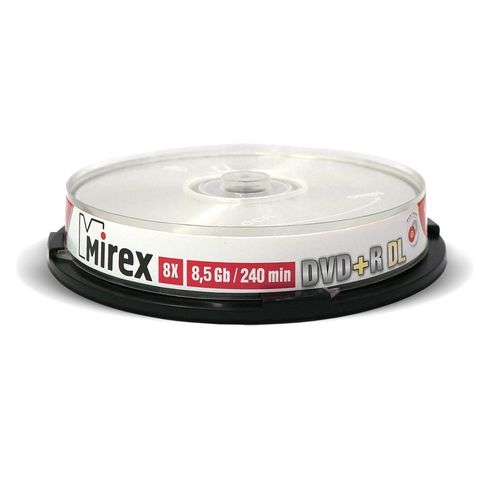 Диск Mirex DVD+R, 8.5Gb, 8x, Cake Box, 10 шт, Printable (UL130069A8L)