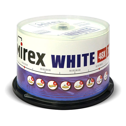 

Диск CD-R 700Mb 48x Mirex, White, Cake Box (50шт)
