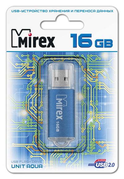 

Флешка 16Gb USB 2.0 Mirex UNIT, синий (13600-FMUAQU16), UNIT