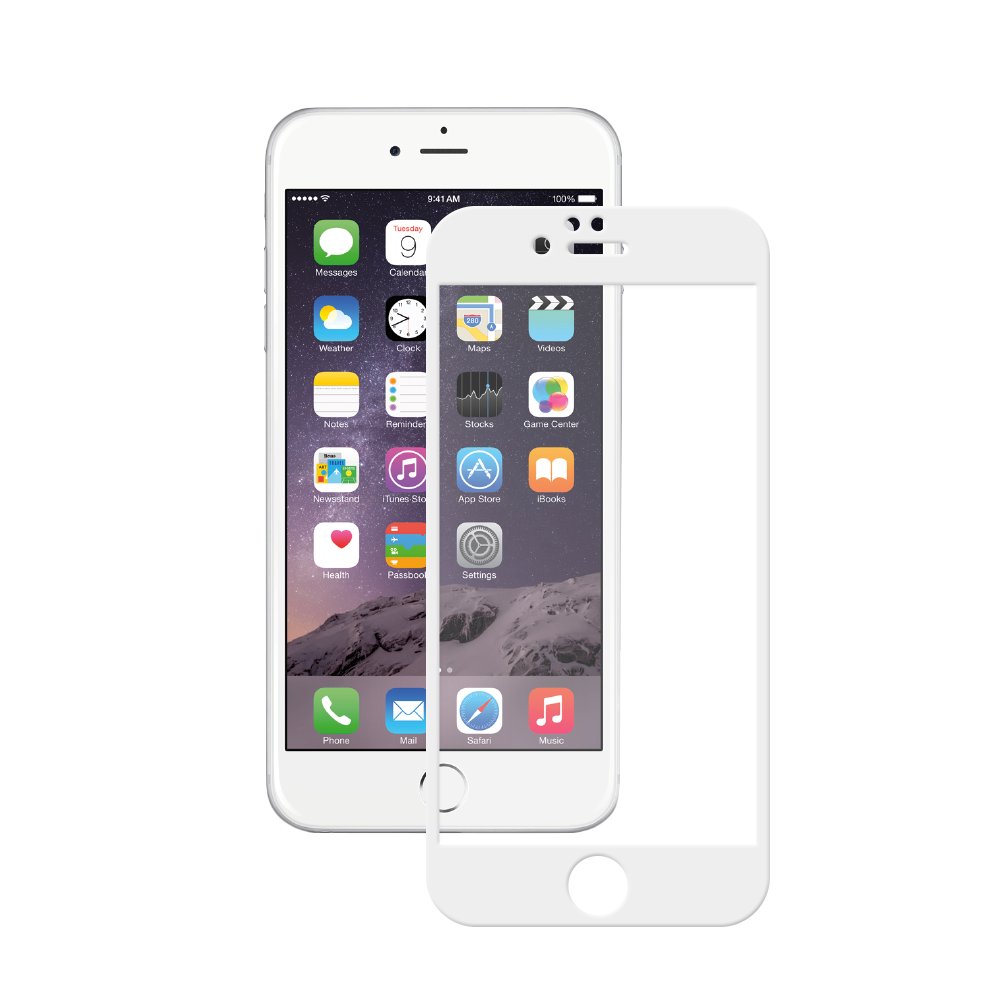 

Защитное стекло Deppa для экрана смартфона Apple iPhone 6/6S Plus, FullScreen, поверхность глянцевая, белая рамка, 3D (61998)
