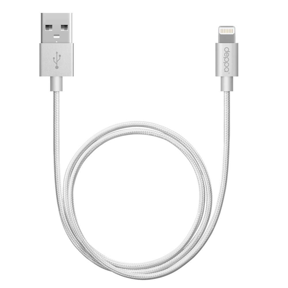 

Кабель USB-Lightning(8-pin), Deppa, 1.2, серебристый (72187)