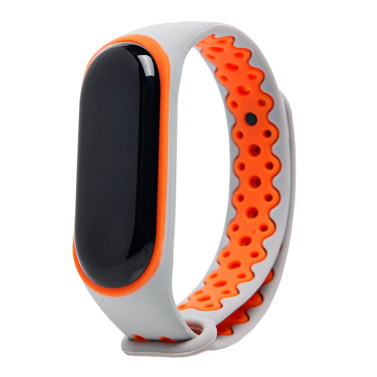 Ремешок Sport N Xiaomi Mi Band 3, силиконовый, серый/оранжевый (90372)