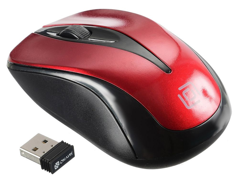 Мышь Oklick 675MW, USB, черный/красный