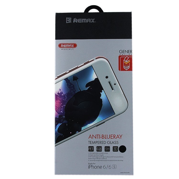 

Защитное стекло 3D Remax Gener series для смартфона Apple iPhone 6/6S Full Screen, 0,26mm, с черной рамкой (61209)