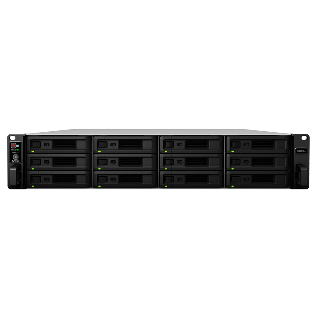 

Сетевой накопитель (NAS) Synology RackStation RS3618xs, слоты 12x2.5"/3.5" SATA3, 4x1 Гбит/с, 2xUSB 3.X, Intel Xeon D-1521/4x2.2 ГГц, DDR4 8Gb, 500W, 2U, (RS3618xs), RS3618xs