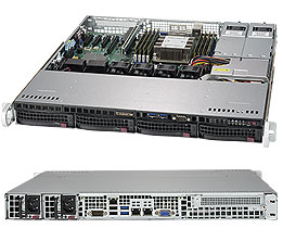 Серверная платформа SuperMicro 5019P-MTR, 1xSocket3647, 8xDDR4, 4x3.5 HDD HS, 1xM.2, 2x10GLAN, IPMI, Redundant 2x400 Вт, 1U (SYS-5019P-MTR)